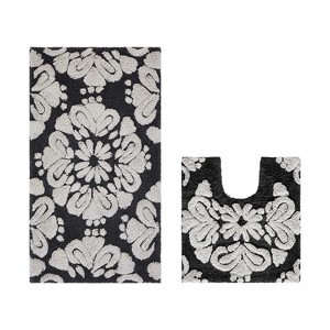 Medallion Collection 2 Piece 100% Cotton Tufted Bathroom Rug Set  with Non-Slip Backing, Machine Washable, Tumble Dry Bath Mat - 1 of 4