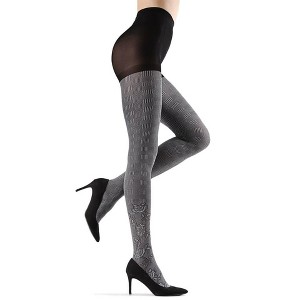 Memoi Houndstooth Rose Opaque Tights - 1 of 4