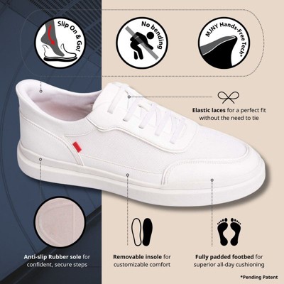Marc Joseph New York | Mens Hands Free Slip On Technology Hudson Street Fashion Sneaker - White Vegan Grainy Leather, 10.5 — фото 2
