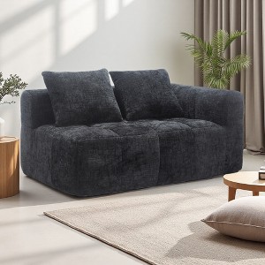 64.2" Chenille Minimalist Loveseat Sofa with Sleeper & Deep Seat - 1 of 4