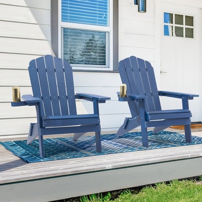 Sonkuki 2-Pack Folding Adirondack Chair Patio Outdoor Plastic Fire Pit Chair Weather Resistant for Lawn, deck and Backyard
