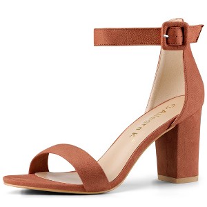 Allegra K Women's Back to College Open Toe Ankle Strap Chunky Heel Sandals - 1 of 4