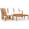 4 Piece Patio Lounge Set with Cushion Cream Solid Acacia Wood vidaXL - 2 of 4