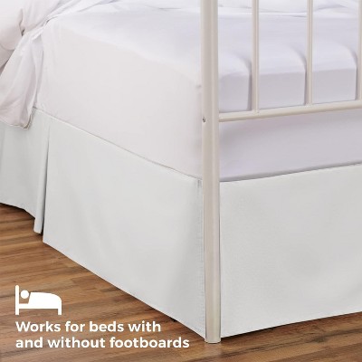 White Twin Cotton Blend Tailored Bed Skirt with Split Corners