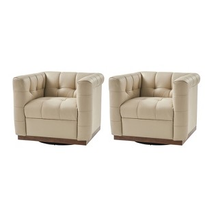 Frankie Genuine Leather Swivel Club Chair Set of 2| HULALA HOME - 1 of 4