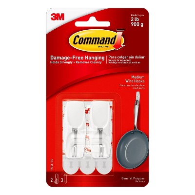 Command Medium Sized Wire Toggle Decorative Hook White: Adhesive Wall Hooks & Hangers, 2 Pack, 2 lb Capacity