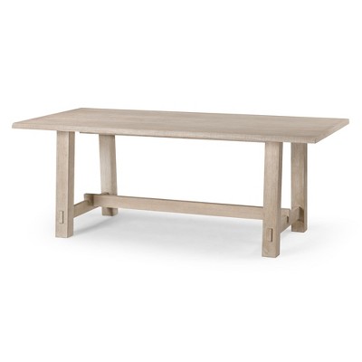 Maven Lane Yves Rustic Rectangular Wooden Dining Table in Weathered White Finish