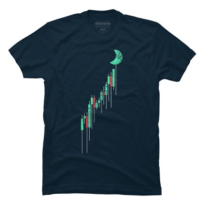Men's Design By Humans Crypto Trading Hodl Vintage Stock Chart To The Moon By MiuMiuShop T-Shirt