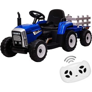 12V Kids Ride On Tractor with Trailer, Remote Control, LED Lights, Bluetooth Music, Off Road - 1 of 4