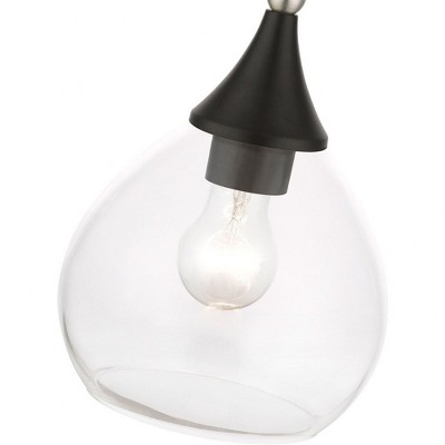 Catania Black and Brushed Nickel 1-Light Mini Pendant with Clear Glass