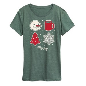 Women's - Instant Message - Merry Christmas Grid Short Sleeve Graphic T-Shirt - 1 of 4
