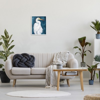 White and Blue Sea Bird Canvas Print in Wood Frame, 16 x 20