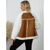 Clearlove Womens Winter Lapel Collar Faux Suede Coat Long Sleeve Lambswool Biker Jackets Zipper Bomber Coats - 2 of 4