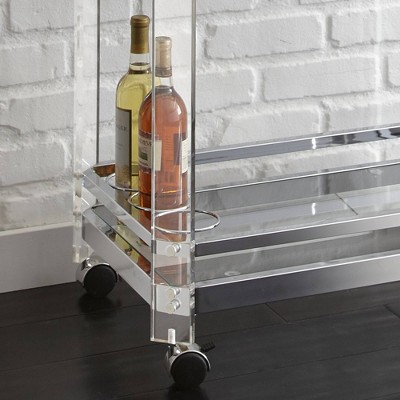 Aeron Modern Acrylic Serving Cart with Tempered Glass Shelves