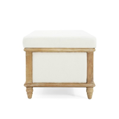 Provo Weathered Wood Light Beige Fabric Storage Ottoman