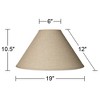 Springcrest Set of 2 Lamp Shades Fine Burlap Beige Large 6" Top x 19" Bottom x 12" High Spider Replacement Harp and Finial Fitting - 4 of 4