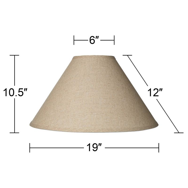 Springcrest Set of 2 Lamp Shades Fine Burlap Beige Large 6" Top x 19" Bottom x 12" High Spider Replacement Harp and Finial Fitting, 5 of 9
