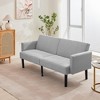 Convertible Futon Sofa Bed, Linen Flannel Small Couch Sofa Adjustable Folding Loveseat, Mid Century Modern Futon Couch, Cozy Couches for Living Room - 3 of 4
