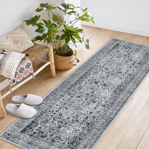 Area Rugs for Living Room Bedroom, Large Washable Rug Vintage Distressed Floral Boho Carpet Indoor Dining Room Kids Room Entryway Non Slip Low Pile - 1 of 4