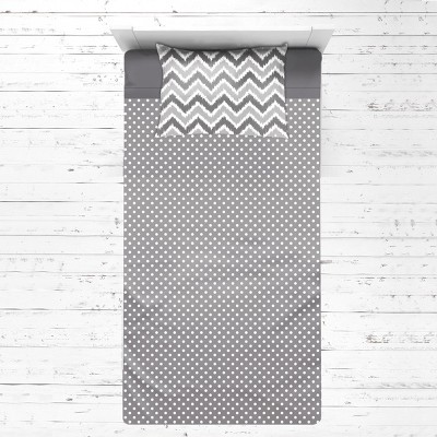 Bacati - MixNMatch Gray Chevron Dots 3 pc Toddler Sheet Set