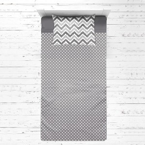 Bacati - MixNMatch Gray Chevron Dots 3 pc Toddler Sheet Set - 1 of 4