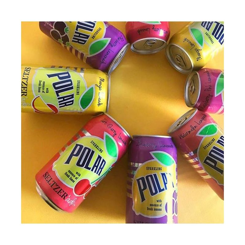 Polar Seltzer Raspberry Pink Lemonade - 8pk/12 fl oz Cans, 4 of 5