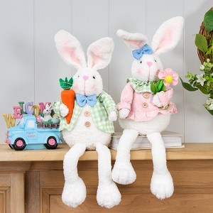 The Lakeside Collection Easter Bunny Plush 21 Inch Height Poseable Decor Girl Or Boy - 1 of 2