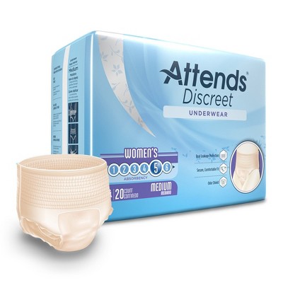 Attends Discreet Incontinence Underwear for Women, Maximum Protection, Medium, 80 Count