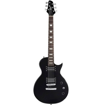 Monoprice 66 Classic V2 Black Electric Guitar with Gig Bag, Right, 6 Strings, Poplar Body, HH Pickups - Indio Series