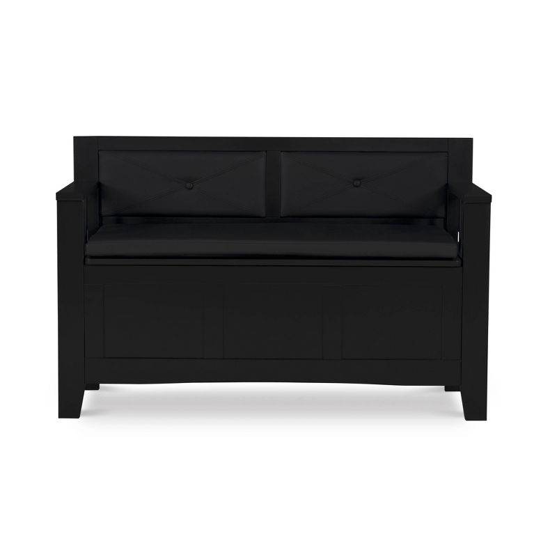 44.5&#34; Carlton Solid Wood Faux Leather Upholstered Padded Storage Bench Black &#8211; Linon, 4 of 17