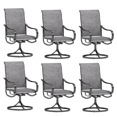 Captiva Designs Outdoor Dining Breathable Quick-dry Sling Steel Chairs with 360 Degree Swivel