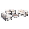 CAVINAS 7-Piece Metal Patio Seating Sets, All-Weather Garden Conversational Furniture Set with Thick Cushions and Coffee Table, White - 4 of 4