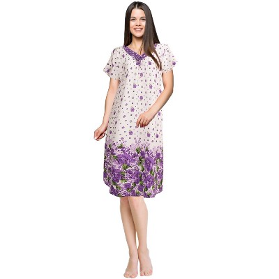 JEFFRICO Womens Nightgowns Short Sleeve Sleepwear Soft Pajama Dress Nightshirts