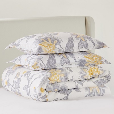 Full White Cotton Reversible Duvet with Floral Design