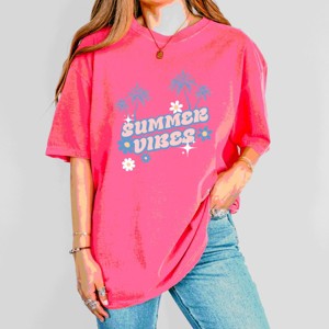 Simply Sage Market Summer Vibes Palm Trees Floral Garment Dyed Tee - 1 of 4