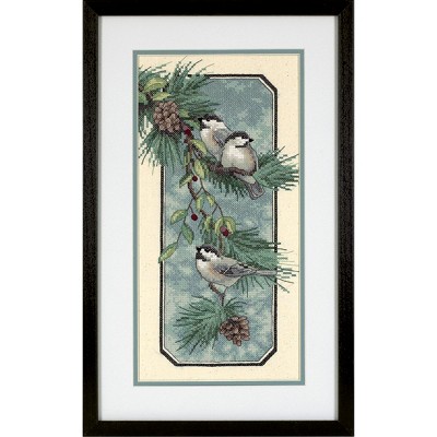 Dimensions Stamped Cross Stitch Kit 8"X16"-Chickadees On A Branch