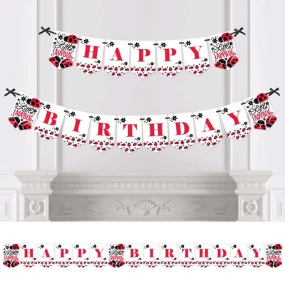 Big Dot of Happiness Happy Little Ladybug - Birthday Party Bunting Banner - Birthday Party Decorations - Happy Birthday