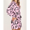 BLUEMING Womens Collar V Neck Striped Shirts Button Down Long Lantern Sleeves Tunic Mini Shirt Dress with Belt - 3 of 4