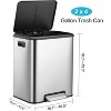homfan Dual Trash Can for Recycling and Trash, 2 x 15 L (30 L) Stainless  with Lid and Foot Pedal - 3 of 4