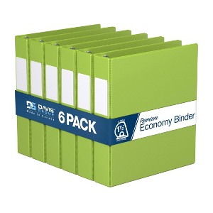 Davis Group 6pk 1.5" Premium Economy Angled D-Ring Binder Lime Green: Light Green, Hard Cover, 350 Sheet Capacity - 1 of 4