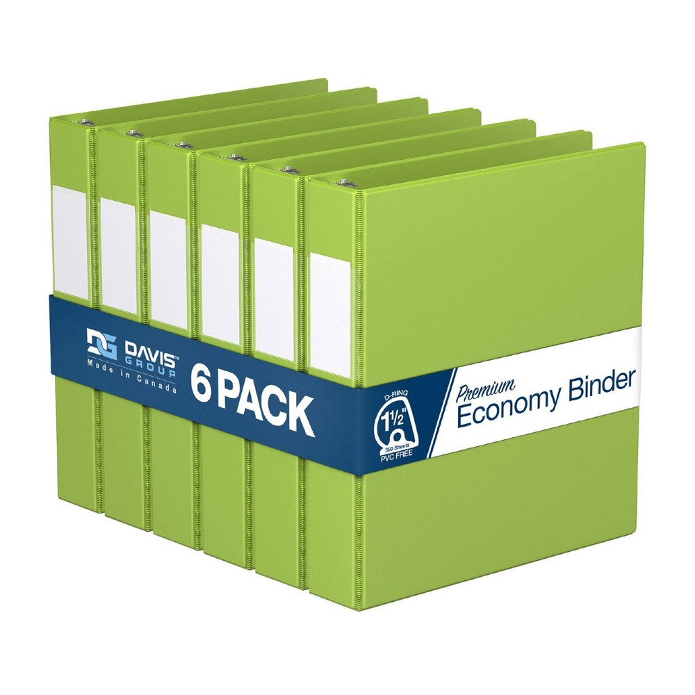 Photos - File Folder / Lever Arch File Davis Group 6pk 1.5" Premium Economy Angled D-Ring Binder Lime Green