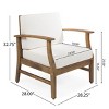 Outdoor Acacia Wood Club Chairs Set Of 2,Fabric Upholstered Armrests Chair,Slat Panel Backrest Accent Chair For Patio Garden-Coolbibila - 4 of 4