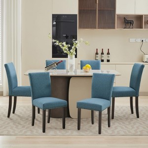 Dining Chairs Set of 4 Upholstered Parsons Diner Room Chair Sets Fabric Kitchen Chairs with Nailhead Trim/Solid Wood Legs - 1 of 4