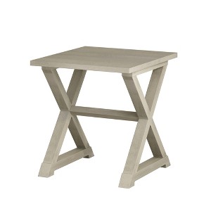 Gulches Transitional Antique Gray MDF Pine 22 in Wood Trestle Base End Tables - 1 of 4