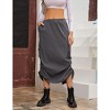 Coolmee Women's Cargo Long Skirt Low Waist Drawstring Maxi Skirt Ruched Vintage Slit Cargo Skirt with Pockets - 2 of 4