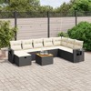 vidaXL Patio Sofa Set with Cushions Outdoor Furniture 9 Piece Poly Rattan - Black and Cream without Storage - 2 of 4