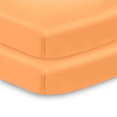 BreathableBaby All-in-One Fitted Sheet & Waterproof Cover, For 38" x 24" Mini Crib Mattress (2-Pack), Coral