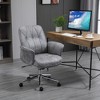 Vynxaria Microfiber Home Office Chair, Height Adjustable Button Tufted Computer Desk Chair with Swivel Wheels,Light Gray - 2 of 4