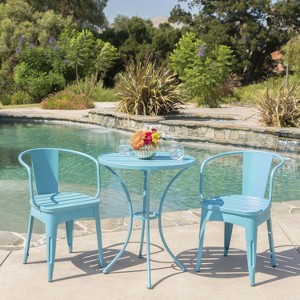 Janey 3-Piece Iron Patio Small Space Chat Set, Outdoor Furniture for Garden - Maison Boucle - 1 of 4