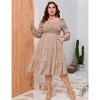 Plus Size Dresse A Line Maxi Dress with Pocket Khaki-leopardlong XL - 2 of 4